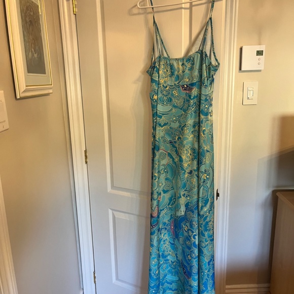 Blue and yellow midi beach dress - Picture 3 of 4